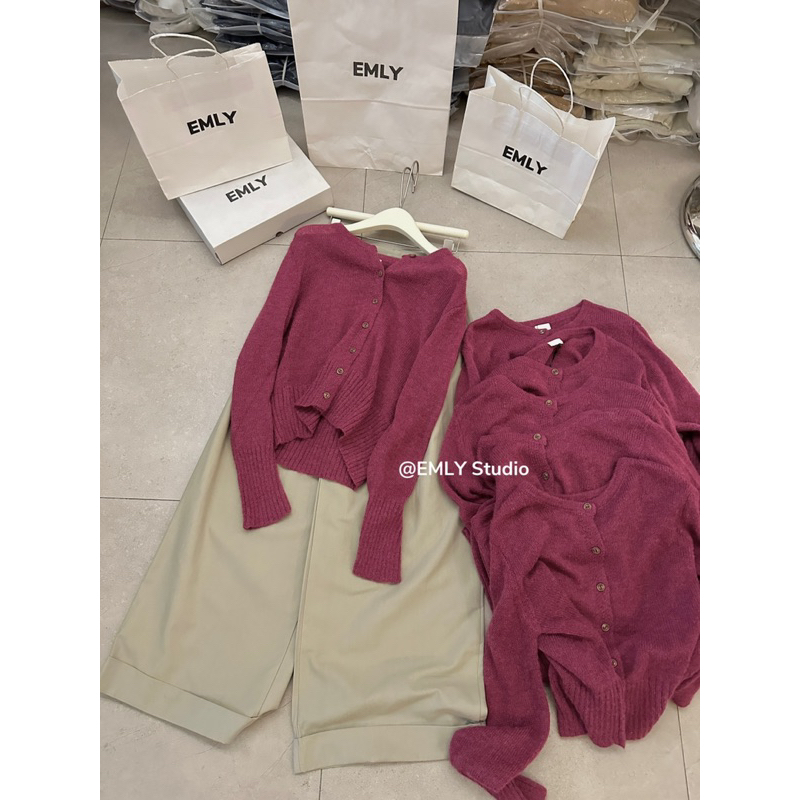 Áo cadigan màu hồng đậm Emly 💐