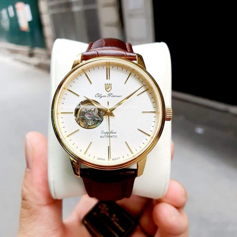 Đồng hồ nam dây da Olym Pianus OP990-388 OP990-388AMK-GL trắng