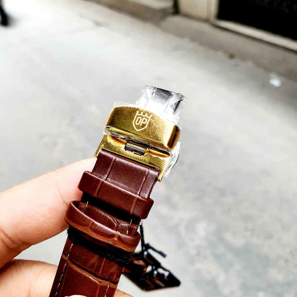 Đồng hồ nam dây da Olym Pianus OP990-388 OP990-388AMK-GL trắng