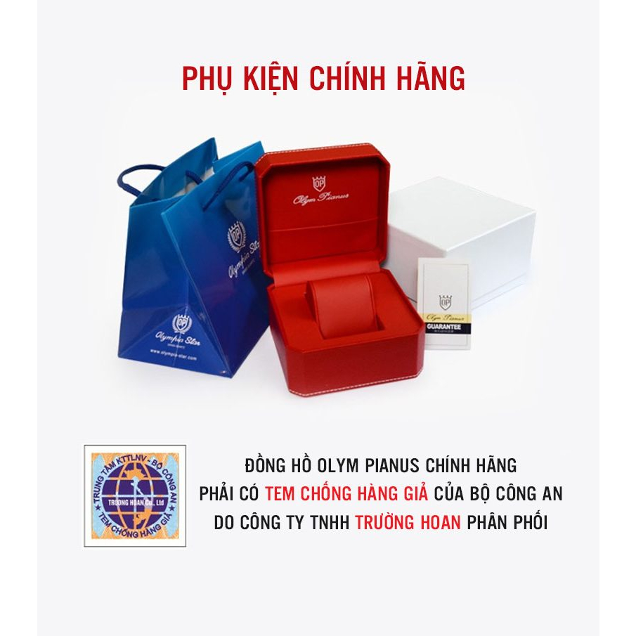 Đồng hồ nam dây da Olym Pianus OP990-388 OP990-388AMK-GL trắng