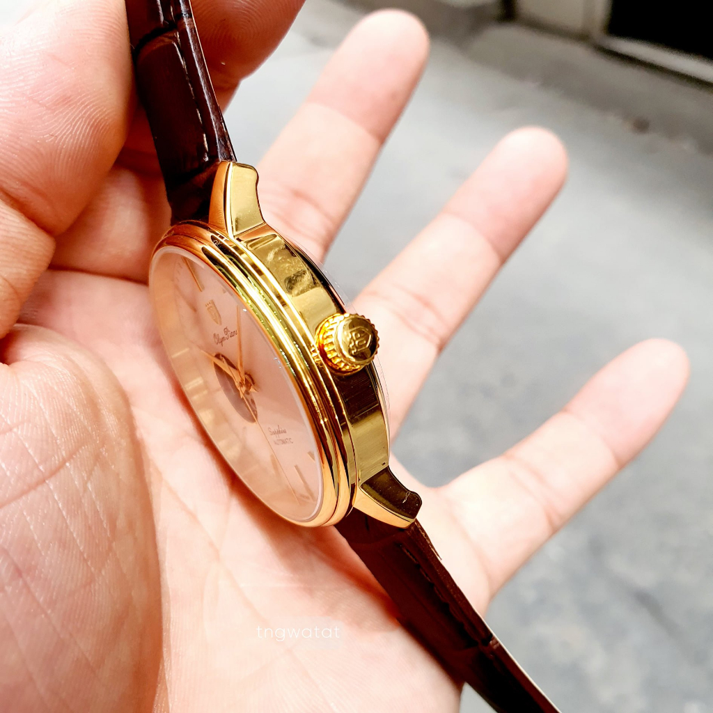 Đồng hồ nam dây da Olym Pianus OP990-388 OP990-388AMK-GL trắng