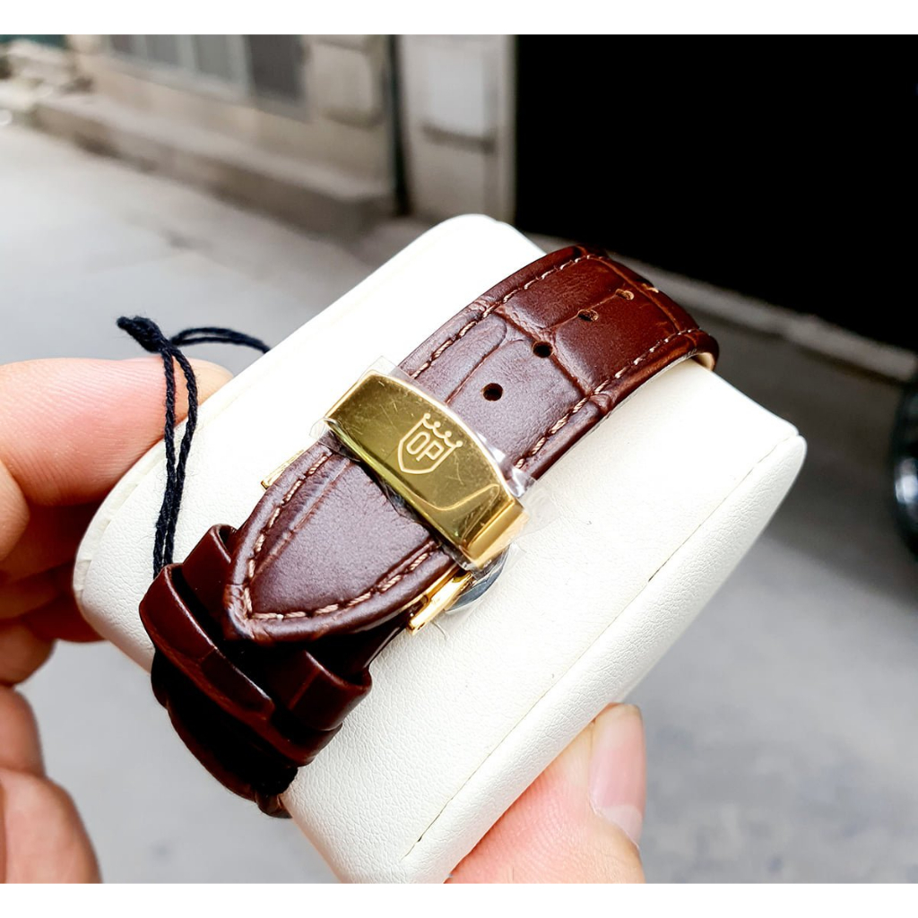 Đồng hồ nam dây da Olym Pianus OP990-388 OP990-388AMK-GL trắng