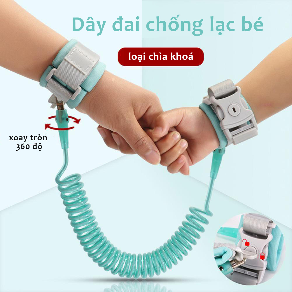 Dây Đeo Cổ Tay Chống Lạc An Toàn Cho Bé, Thiết Kế Khóa Ở Cổ Tay Người Lớn, 1.5M, Dắt Bé Đi Chơi Thoải Mái