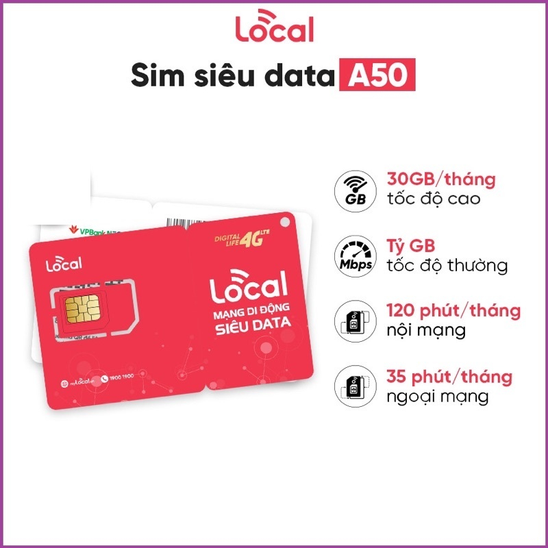 SIM 4G LOCAL A50 NHÀ MẠNG MOBI TẶNG 1 TỶ GB / THÁNG CHỈ 50K MỖI THÁNG MIỄN PHÍ DATA + NGHE GỌI