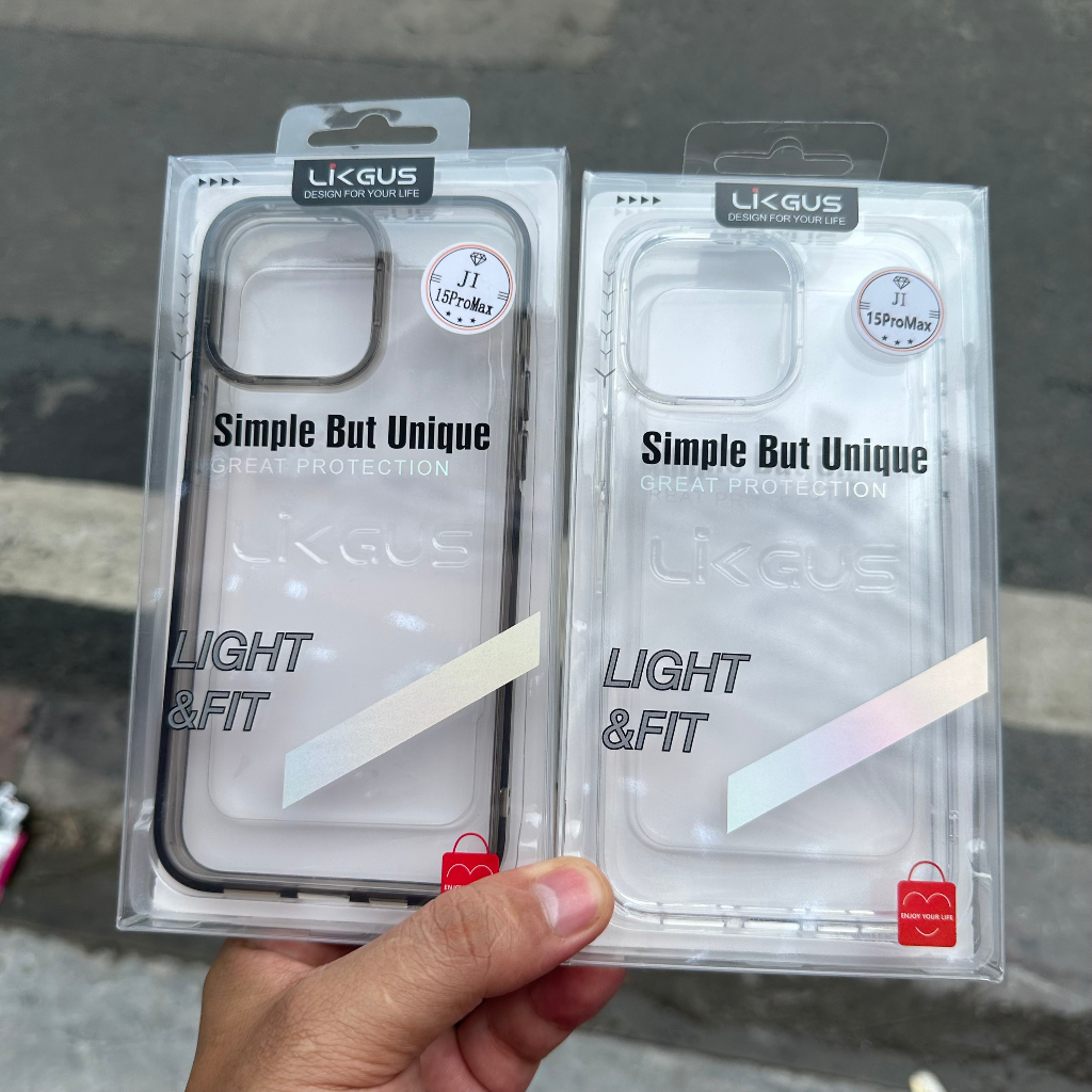 Ốp lưng iPhone 15 pro/ 15 pro max likgus chống sốc, siêu trong suốt