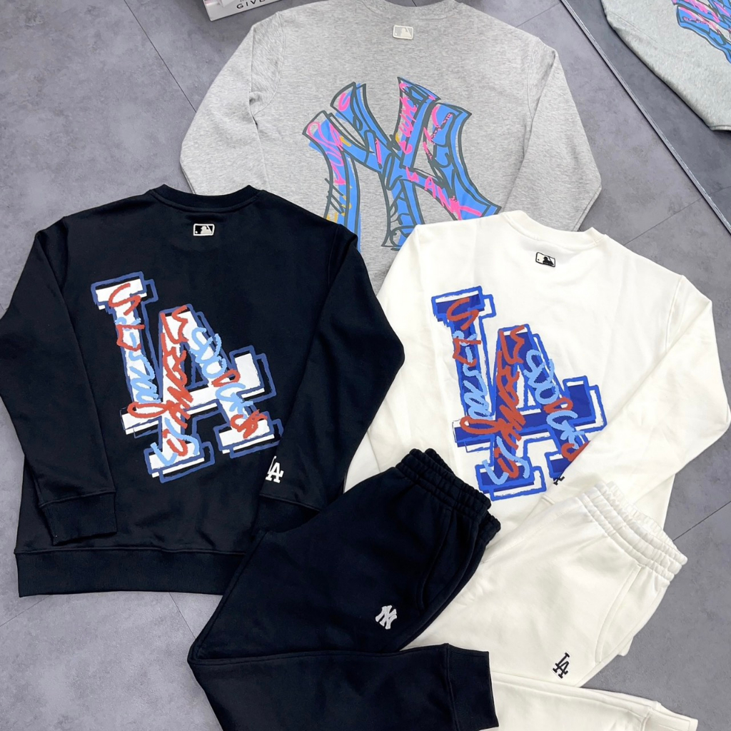 Áo Sweater MLB Like Pop  nỉ thêu logo nam nữ mới nhất Áo nỉ MLB thêu logo in hình nổi bật nam nữ cao cấp