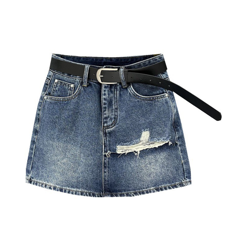 Chân váy Jeans Dáng Ngắn Y2K Lưng Cao, Váy Bò Vải Jean Cao Cấp Có Lót Quần Siêu Tôn Dáng Màu Xanh Đậm- V13