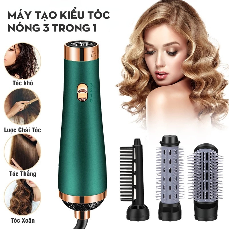 Máy Sấy Tóc Tạo Kiểu Đa Năng 3 Trong 1 Lược Uốn Tóc Chải Thẳng Lược Tạo Kiểu Tóc Tặng 3 Đầu Lược Duỗi Thẳng, Uốn Xoăn, T