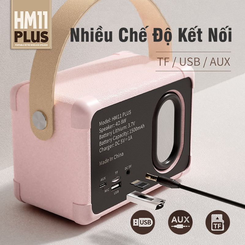 Loa Bluetooth Không Dây Di Động Bass Cực Mạnh Dễ Dàng Mang Theo Công Suất 5W Tích Hợp TF, AUX, USB,DC 5V