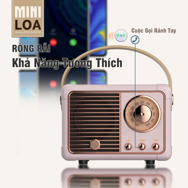 Loa Bluetooth Không Dây Di Động Bass Cực Mạnh Dễ Dàng Mang Theo Công Suất 5W Tích Hợp TF, AUX, USB,DC 5V