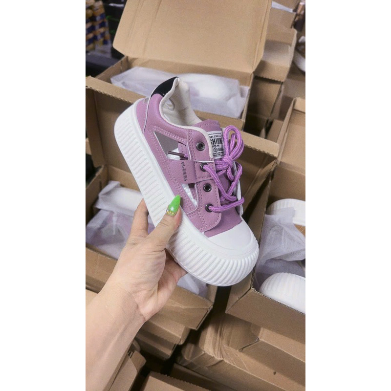 Giày Thể Thao Nữ Da Bóng Phong Cách Hàn Quốc Full Hộp Mã H7