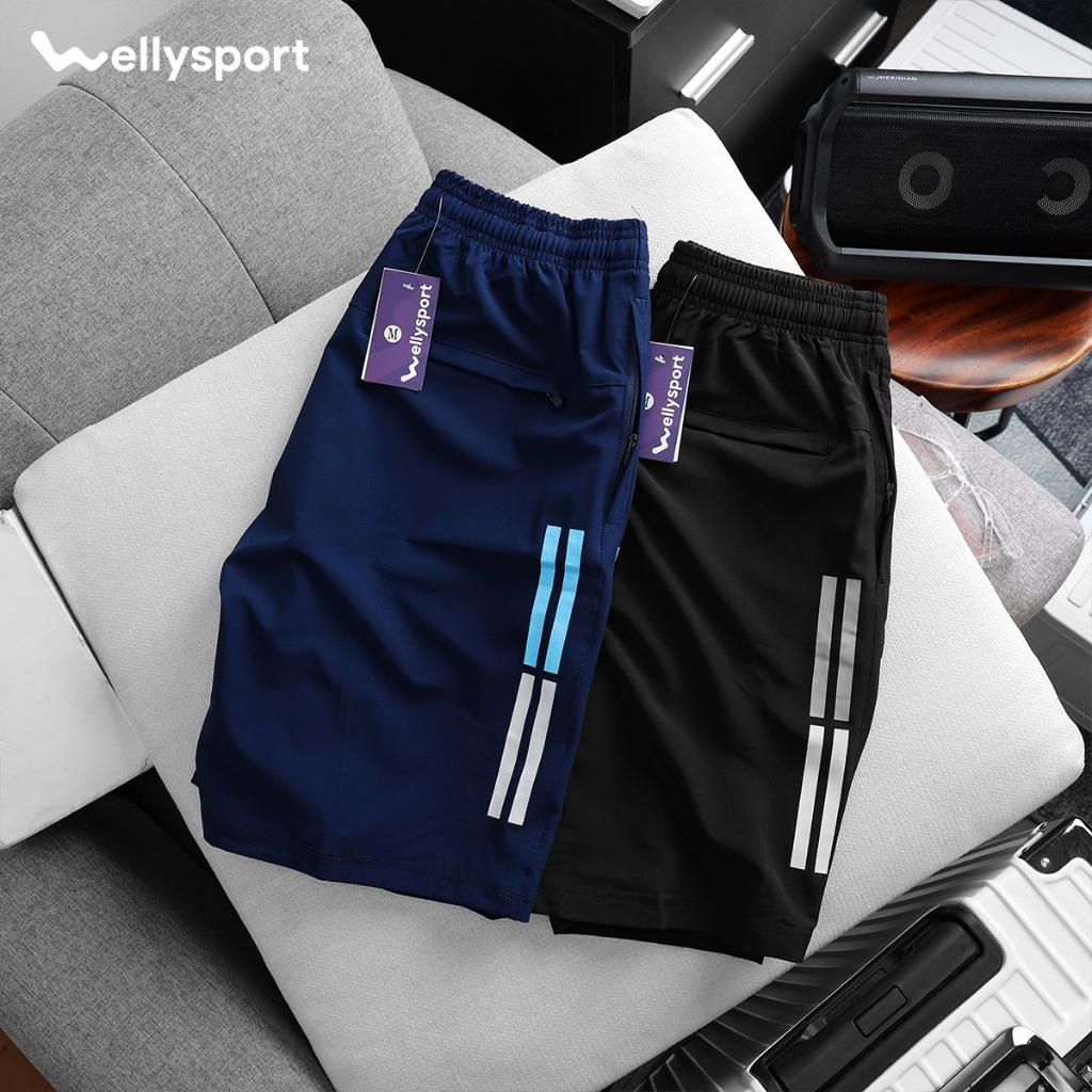 Quần Short Thể Thao Nam 2 Sọc , Welly Sport, thoáng khí, thoải mái vận động, Mã QSPQ