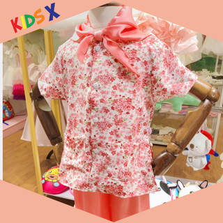 Set bộ bà ba bé gái kids x hoa nhí kèm tuban