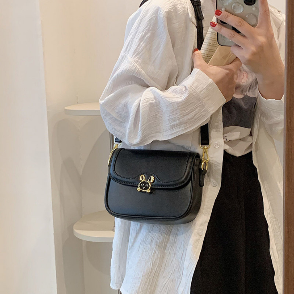 Túi xách nữ, Túi đeo chéo đeo vai da trơn đẹp khóa tai thỏ cực kì Cute phong cách trẻ trung NQD88 TX77