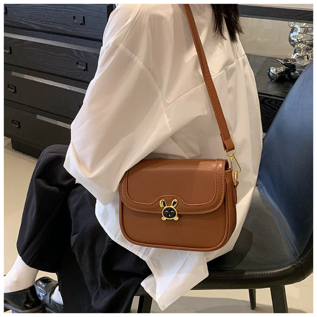 Túi xách nữ, Túi đeo chéo đeo vai da trơn đẹp khóa tai thỏ cực kì Cute phong cách trẻ trung NQD88 TX77