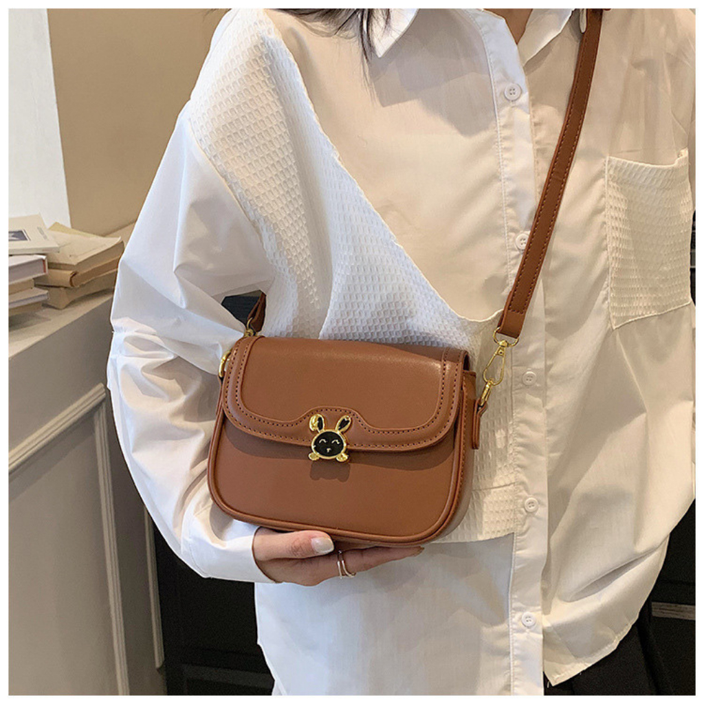 Túi xách nữ, Túi đeo chéo đeo vai da trơn đẹp khóa tai thỏ cực kì Cute phong cách trẻ trung NQD88 TX77