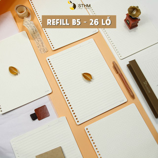 [STHM stationery] - Ruột giấy refill B5 26 lỗ, 50 tờ kem 80gsm-Dùng cho ghi chép, takenote, viết bài
