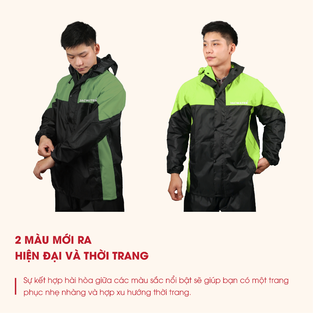 Áo mưa bộ nam nữ hai lớp chống thấm nước, quần áo đi mưa tốt Jacwater C440