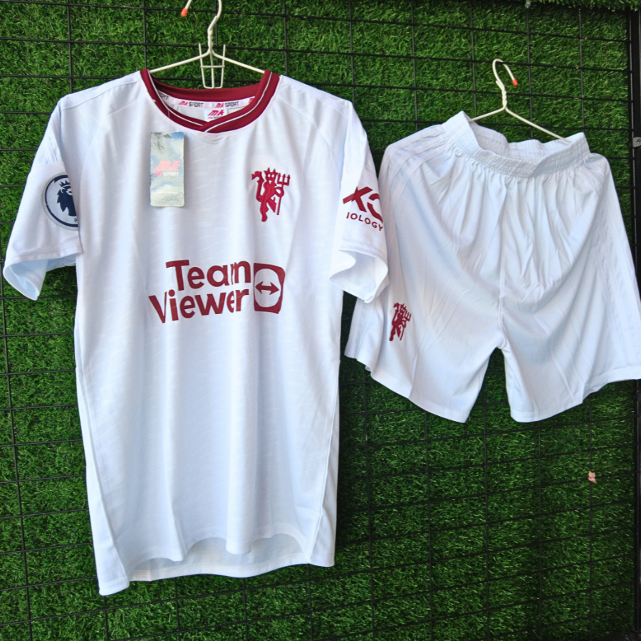 Quầnáo bóng đá MU trắng  23-24  - chất liệu thun lạnh cao cấp, không nhăn và không xù lông HUNGSPORT TN