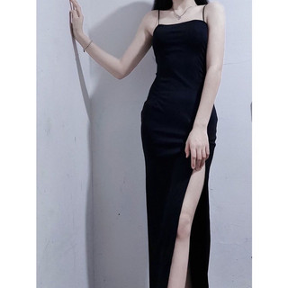 Đầm nữ 2 dây body from dài chất vải thun gân len 4 chiều Free Size dưới 53kg