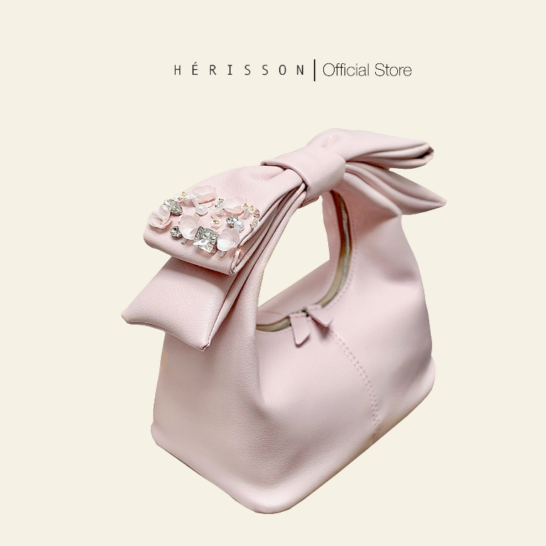 Túi Chow bag Hérisson màu hồng + nơ hồng bản xách tay