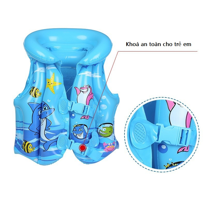 Áo Phao Bơi Cho Bé Trai Bé Gái Từ 2-10t Hoạ Tiết Cá -Áo Phao Trẻ Em Có Đỡ Cổ Cho Bé Tập Bơi- Áo Phao Bơi Bơm Hơi Cho Bé