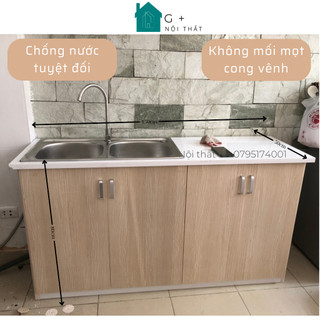 Tủ bếp, bàn bếp, tủ bếp mini, nhựa đài loan, chống nước, kích thước 150x50x80cm, Nội thất G+