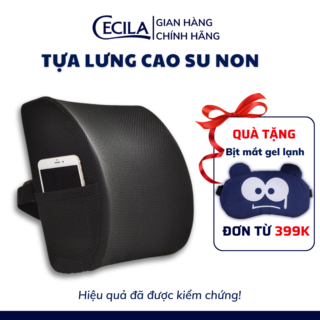 Gối tựa lưng văn phòng CECILA ruột cao su non đàn hồi cực tốt, có gel lạnh làm mát dành cho dân văn phòng, lái xe