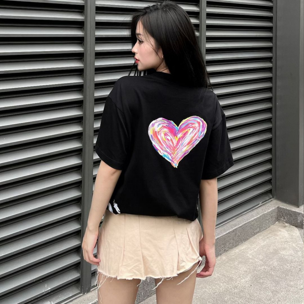 Áo Thun Unisex Tay Lỡ Pink Heart Couple Onyou T011 100% Cotton - Local Brand Chính Hãng