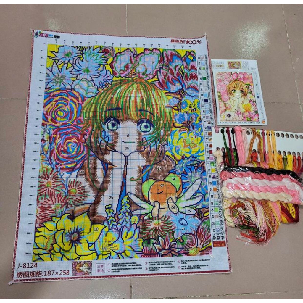 Tranh thêu kín Cô Gái - tranh chưa thêu