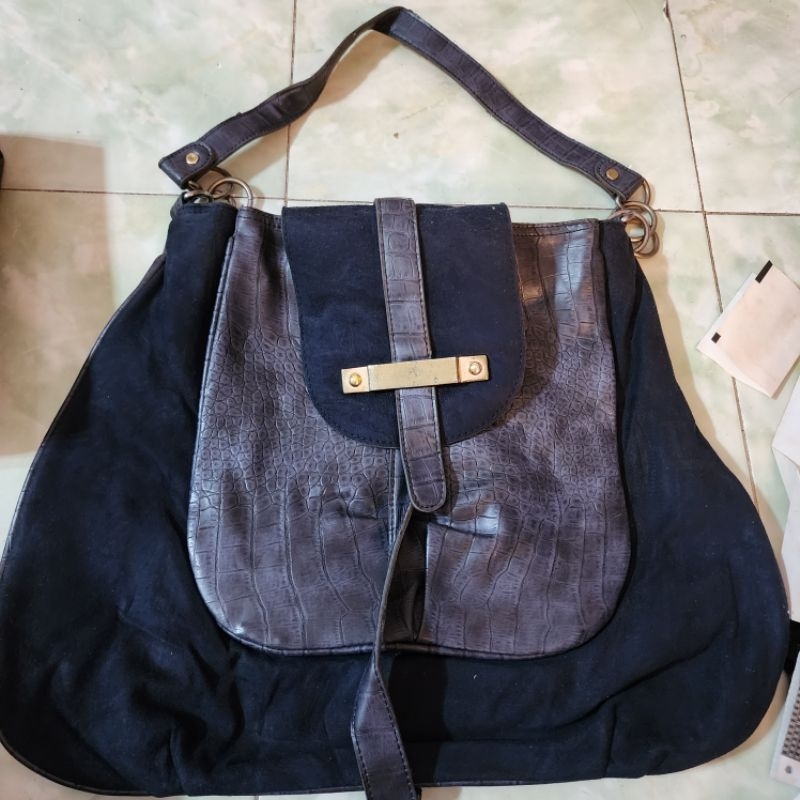 Túi si nhung phối da