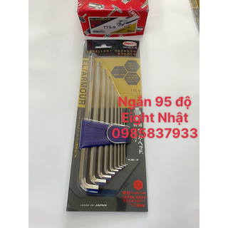 Bộ lục giác 9 chiếc đầu bi chân ngắn 95 độ TTS-9 Eight Nhật vặn ốc chìm phạm vi hẹp tại Máy cầm tay NTT bảo hành dài ạn
