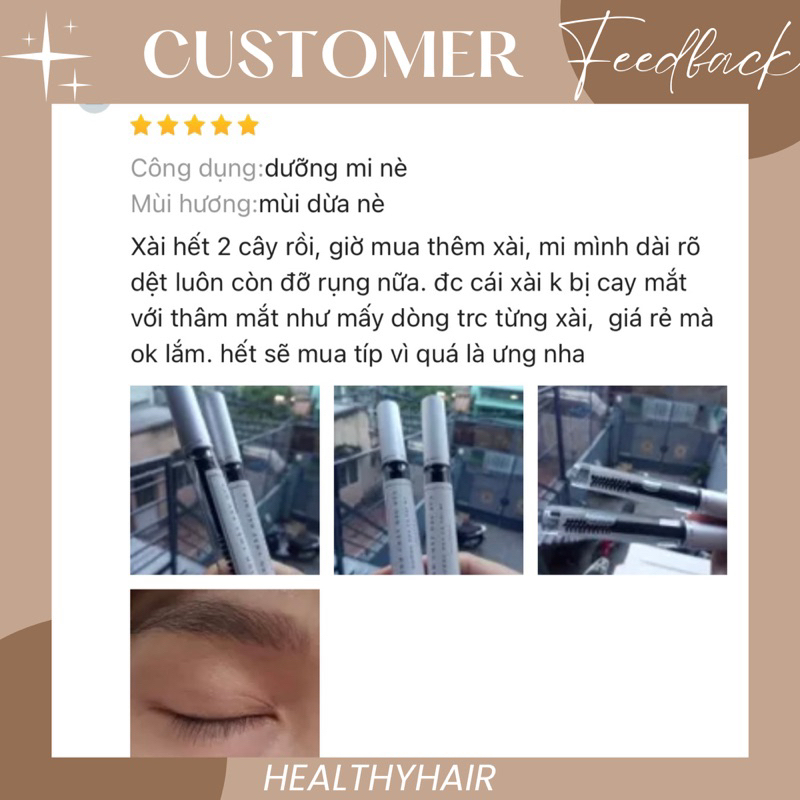 Dưỡng mi dầu dừa Healthy Hair 100% nguyên chất, giúp dưỡng mi dày và dài hơn 10ml