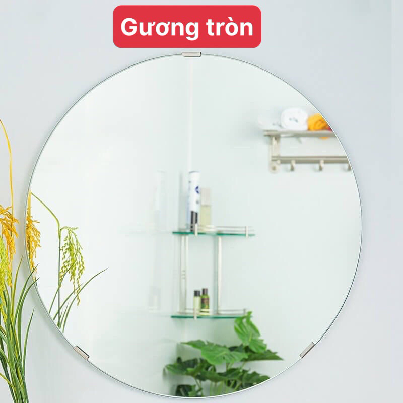 Gương 60x45cm + kệ kính cường lực dày 8 ly, combo gương kệ gương , gương treo tường, gương ovan, gương tròn, kệ gương