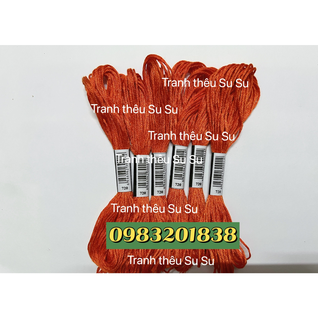 Chỉ thêu cotton, thêu tranh chữ thập, mã từ 700 đến 799 theo bảng màu DMC