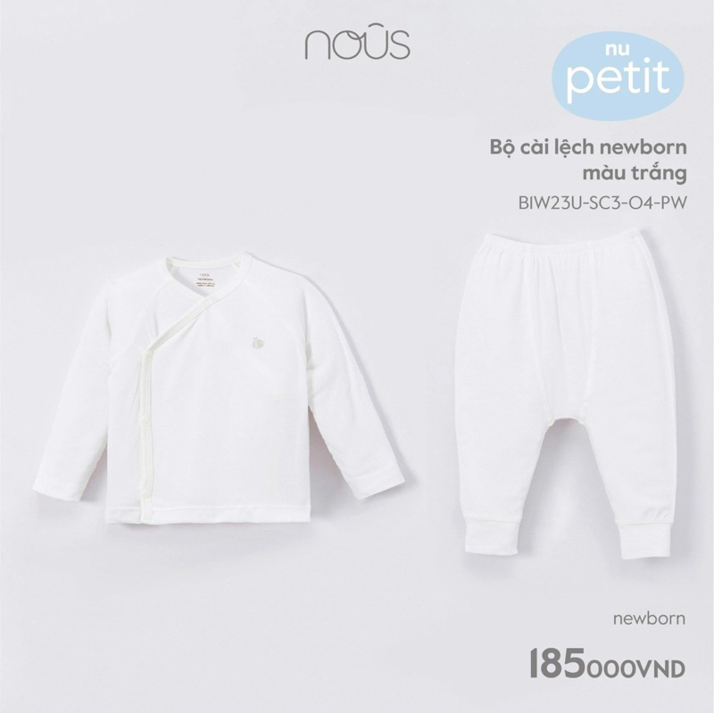 Bộ sơ sinh cao cấp Nous CHÍNH HÃNG dài tay, Petit lạnh siêu mềm mát, sz Newborn