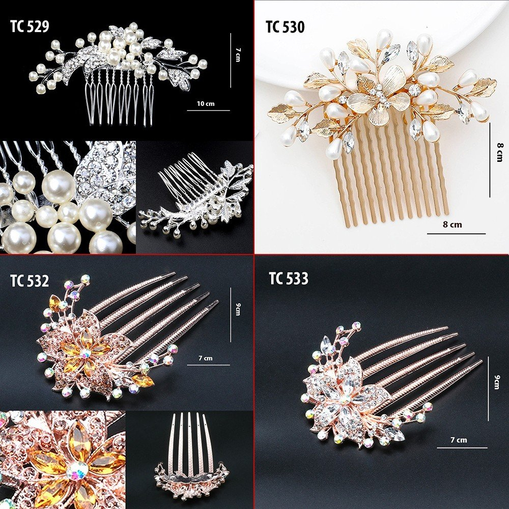 GOTI Quà Tặng Cho Nữ 20/10 8/3 - Trâm Cài Kiểu Lược Cài Tóc Đính Hoa Lá Hạt Đá Thanh Lịch Phong Cách Cổ Điển TC529-TC536