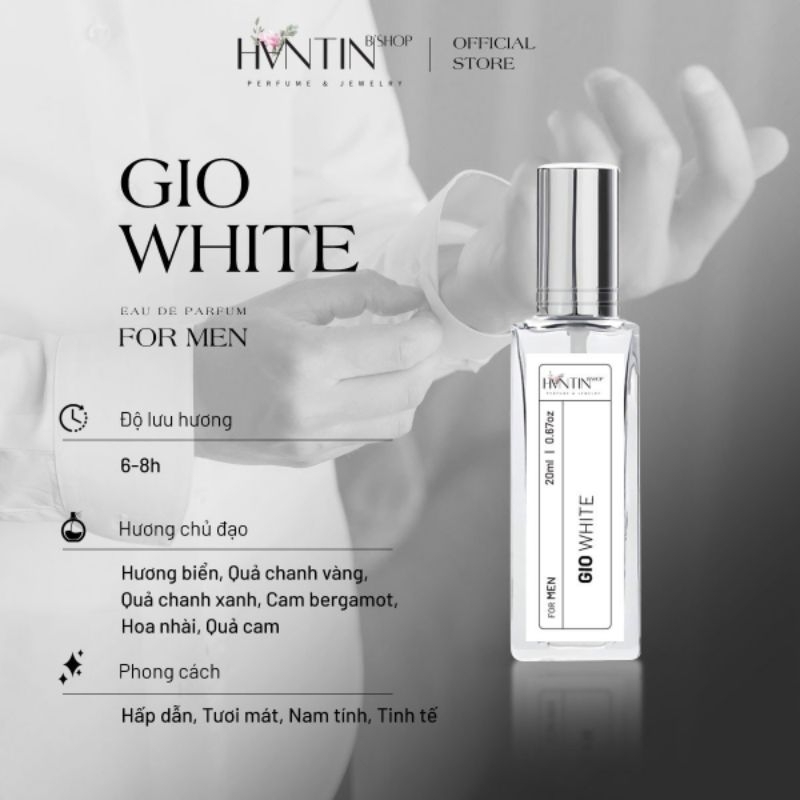 Nước hoa Nam HantinB'shop GIO WHITE thanh mát, nam tính