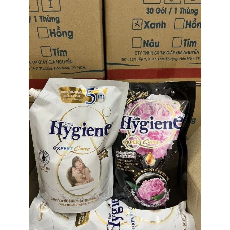 Combo 2 túi nước xả Hygiene Thái Lan đậm đặc làm mềm vải (Trắng 1300ml, đen 1150)