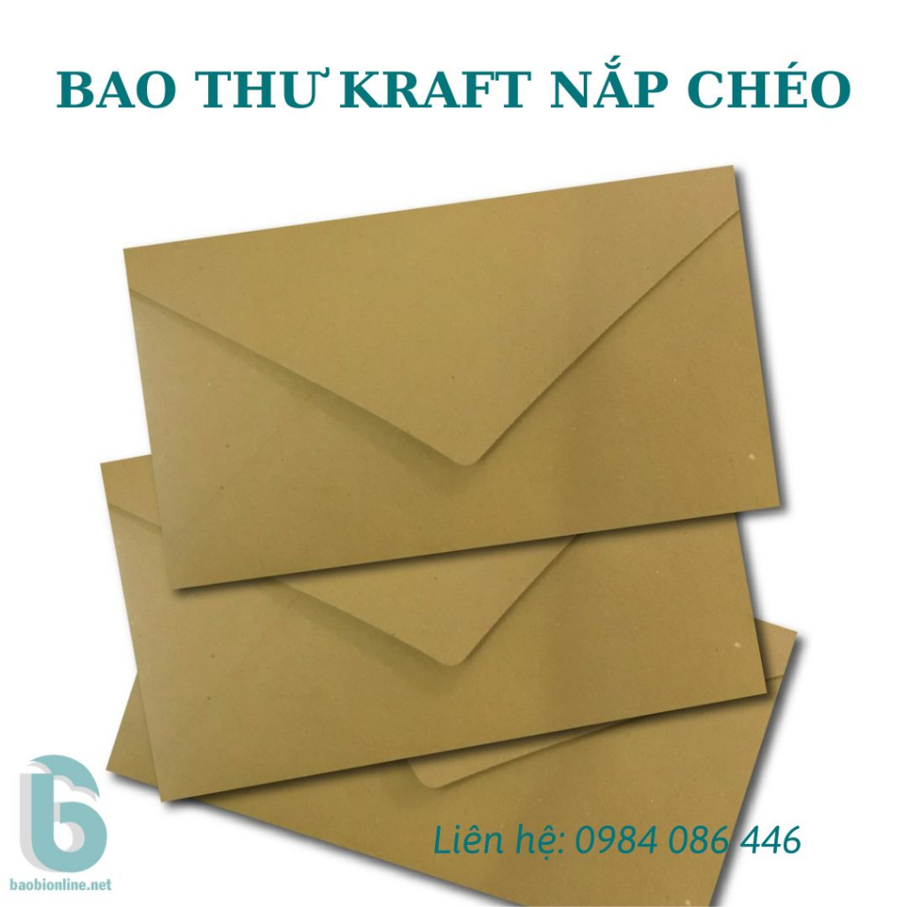BAO THƯ KRAFT KHÔNG IN NẮP CHÉO 12X22 CM - BAOBIONLINE