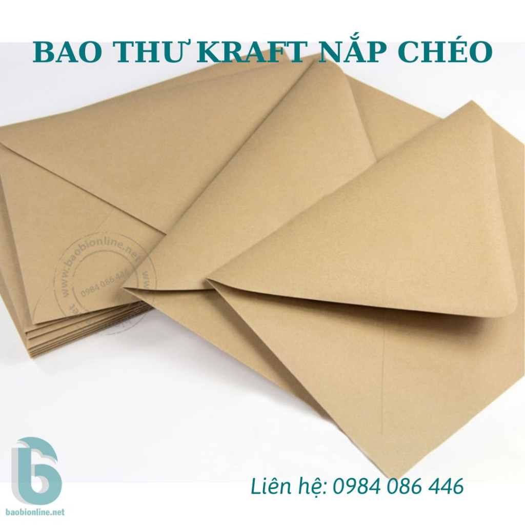 BAO THƯ KRAFT KHÔNG IN NẮP CHÉO 12X22 CM - BAOBIONLINE