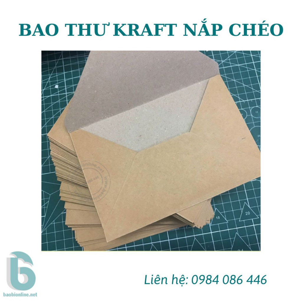 BAO THƯ KRAFT KHÔNG IN NẮP CHÉO 12X22 CM - BAOBIONLINE