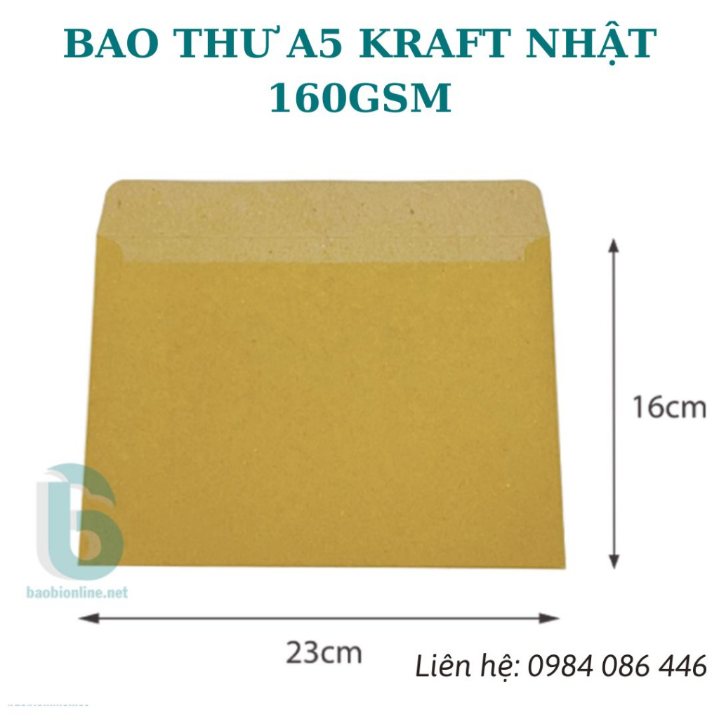 1 BAO THƯ KRAFT VIỆT NAM A5 16X23 CM NẮP NGANG - BAOBIONLINE