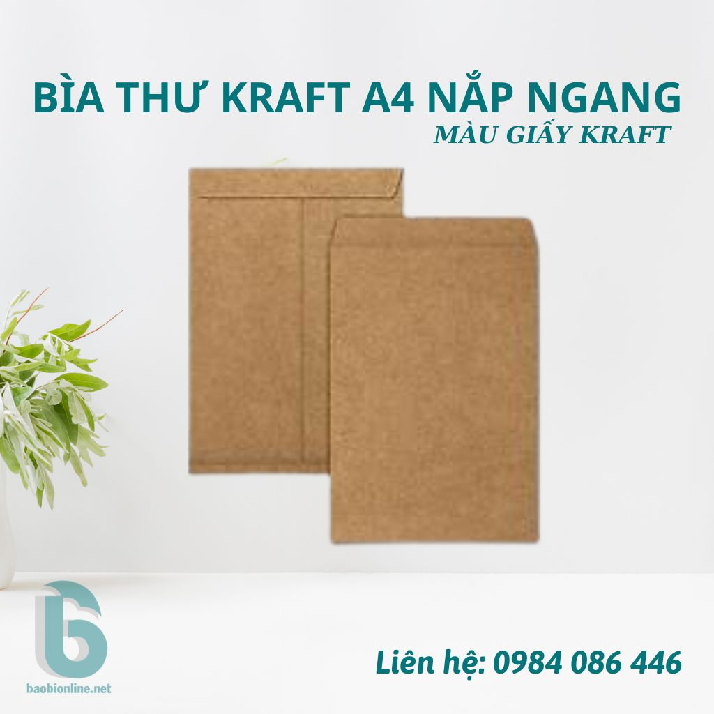 1 CÁI BAO THƯ KRAFT NẮP NGANG 25x35 CM  CÓ SẴN - BAOBIONLINE