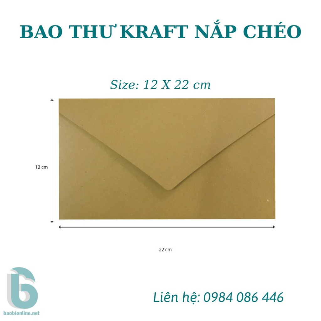 BAO THƯ KRAFT KHÔNG IN NẮP CHÉO 12X22 CM - BAOBIONLINE