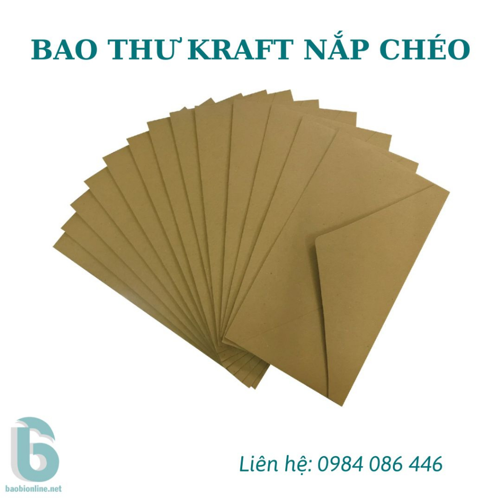 BAO THƯ KRAFT KHÔNG IN NẮP CHÉO 12X22 CM - BAOBIONLINE
