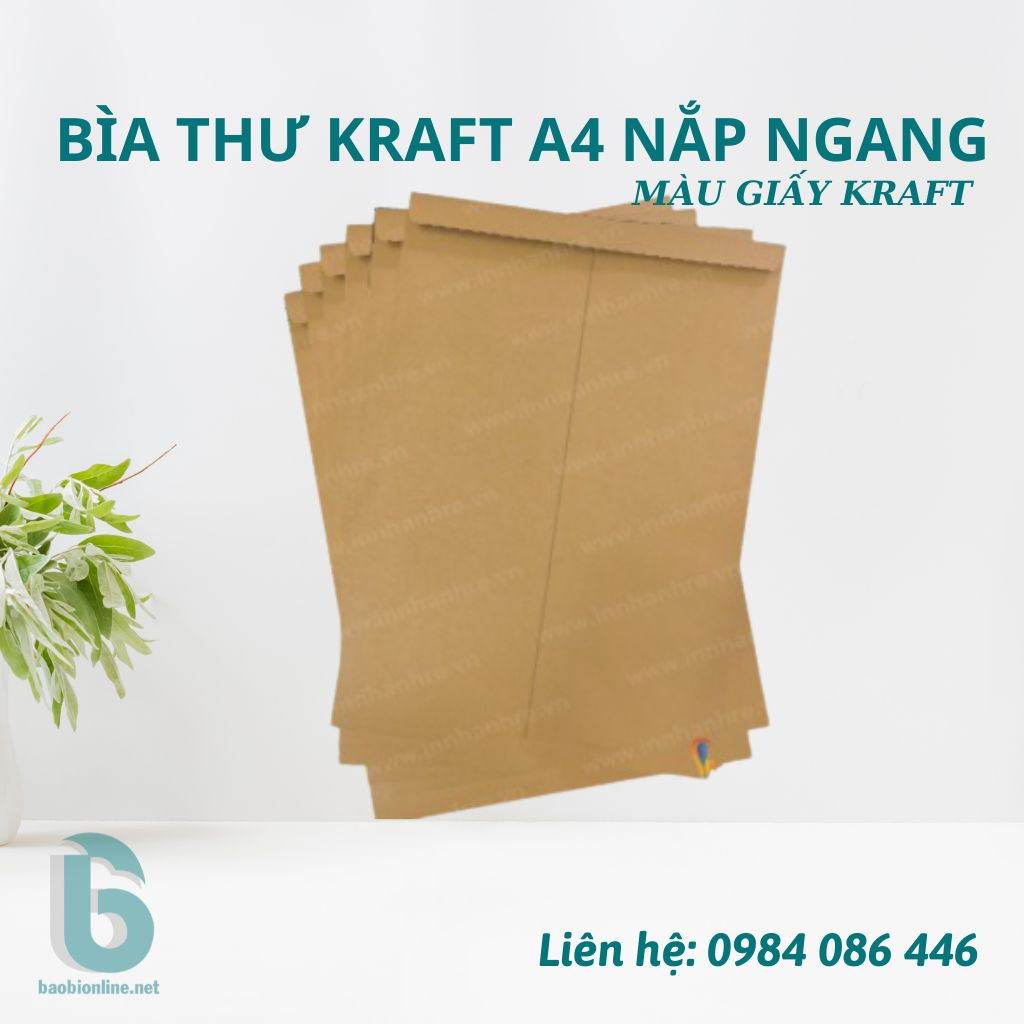1 CÁI BAO THƯ KRAFT NẮP NGANG 25x35 CM  CÓ SẴN - BAOBIONLINE