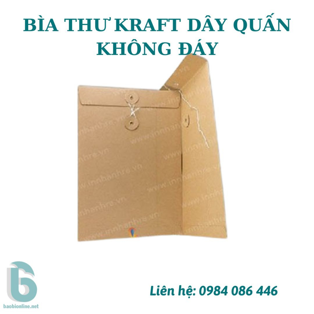 BAO THƯ KRAFT VIỆT KHÔNG IN A4 ĐỰNG HỒ SƠ CÓ DÂY QUẤN  - BAOBIONLINE