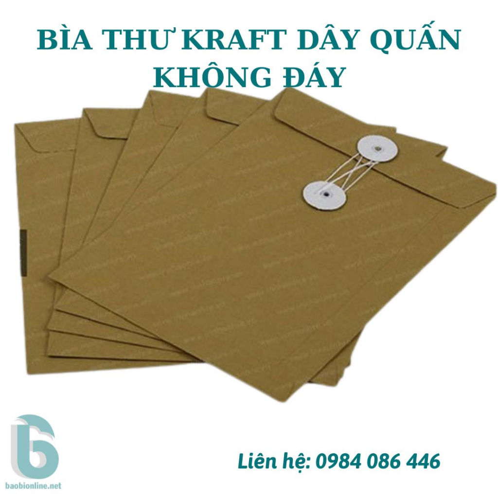 BAO THƯ KRAFT VIỆT KHÔNG IN A4 ĐỰNG HỒ SƠ CÓ DÂY QUẤN  - BAOBIONLINE