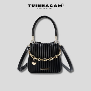 Túi xách nữ đi tiệc Tuinhacam Túi quai xách tay mini đeo chéo sang chảnh dáng vuông xếp ly cao cấp thời trang - TNC019